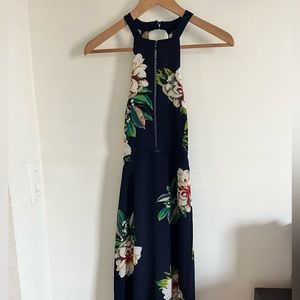 Blue Floral Halter Maxi Dress - Size: Small